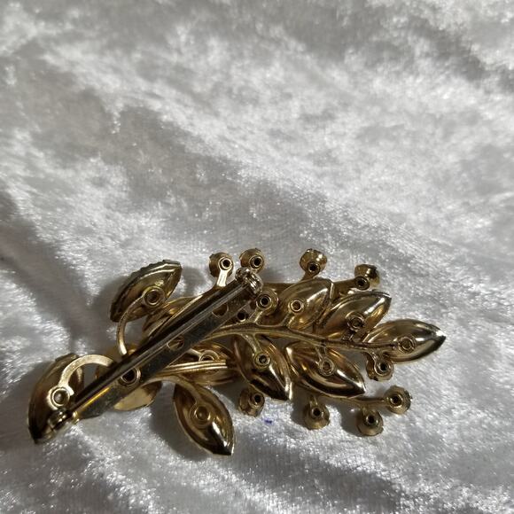 Vintage 80's floral brooch aurora borealis stones 1.1899 - Picture 6 of 16